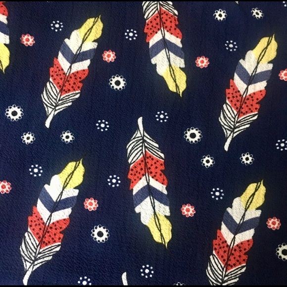 NWT! WonderLust LA Navy Feather Print Shift Dress - Picture 3 of 5